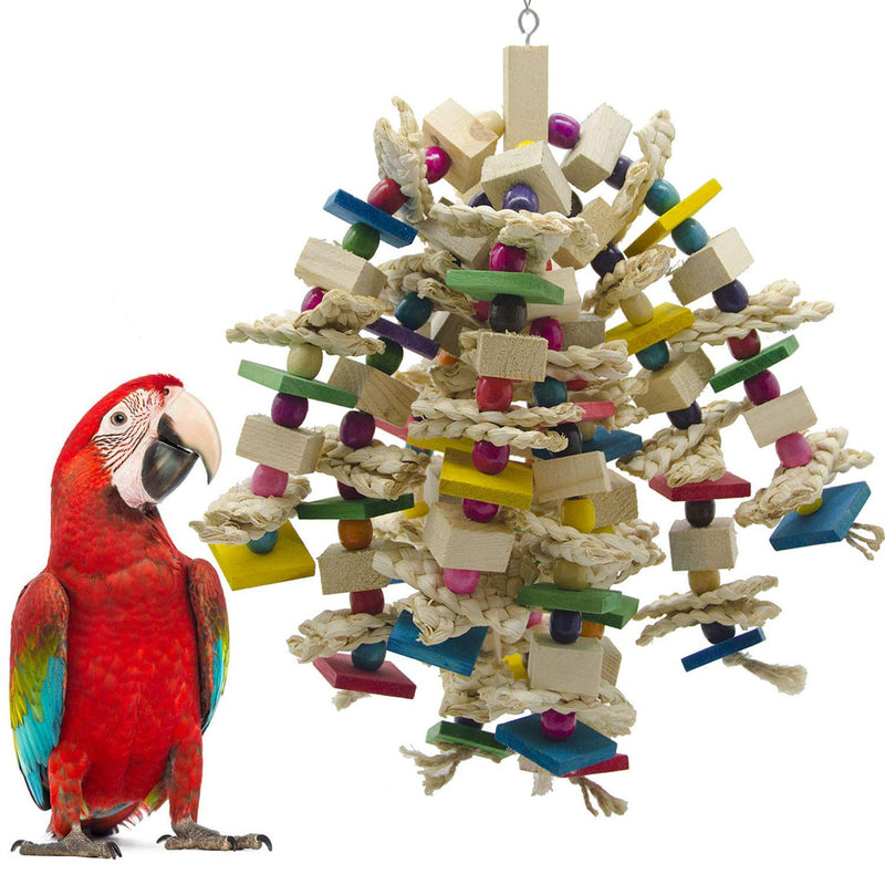 EBaokuup Large Parrot Chewing Toy - Bird Parrot Blocks Knots Tearing Toy Bird Cage Bite Toy for African Grey, Macaws Cockatoos, and a Variety of Amazon Parrots - PawsPlanet Australia
