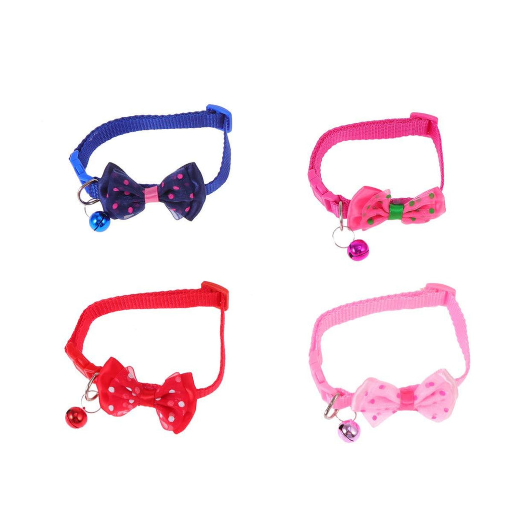 POPETPOP 4 Pack Cat Bow Tie - Bow Tie Cat Collar with Bell Adjustable, Cat Collar Breakaway with Bell Puppy Bow Ties Pet Supplies (Pink, Rosy, Royal Blue, Red) Picture 1 - PawsPlanet Australia