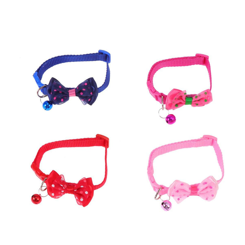 POPETPOP 4 Pack Cat Bow Tie - Bow Tie Cat Collar with Bell Adjustable, Cat Collar Breakaway with Bell Puppy Bow Ties Pet Supplies (Pink, Rosy, Royal Blue, Red) Picture 1 - PawsPlanet Australia