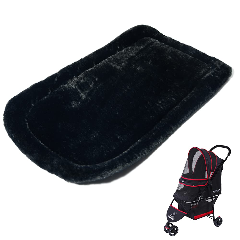 ROODO Plush Bolster Pet Stroller Pad Cats/Dog Bed Warm、Easy To Dry、Machine Washable (Black) Black - PawsPlanet Australia