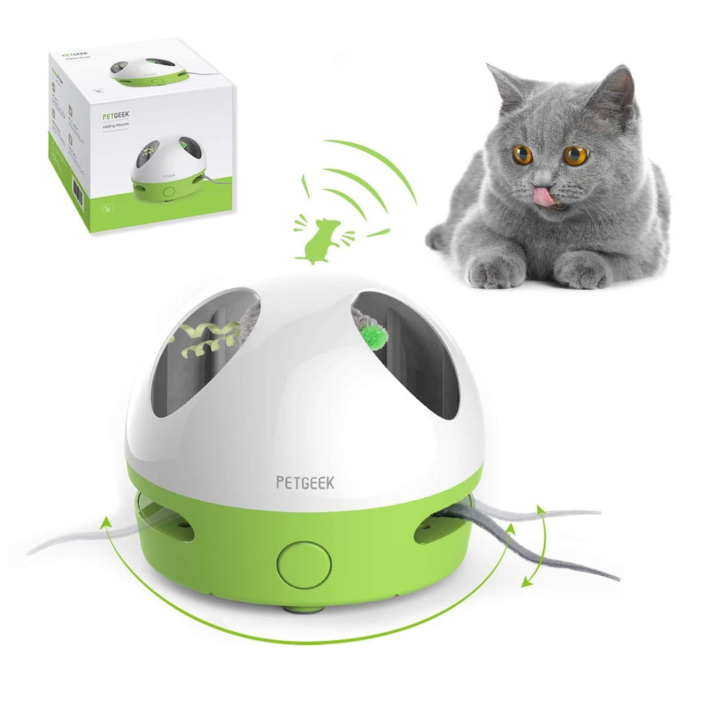 PETGEEK Automatic Interactive Cat Toy, Cat Toys with Squeaky Mouse Sound, Cat Toys for Indoor Cats with Spinning Tail for Exercise, Cat Mouse Toys Catnip Filled hiding mouse cat mice toy - PawsPlanet Australia