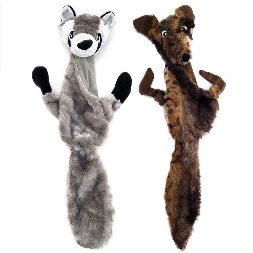 onebarleycorn - Squeaky Dog Toys,Dog Toy No Stuffing Durable Dog Plush Soft Toys Dog Chew Toys for Small,Medium and Large Dogs(2 Pack Wolf Raccoon) - PawsPlanet Australia