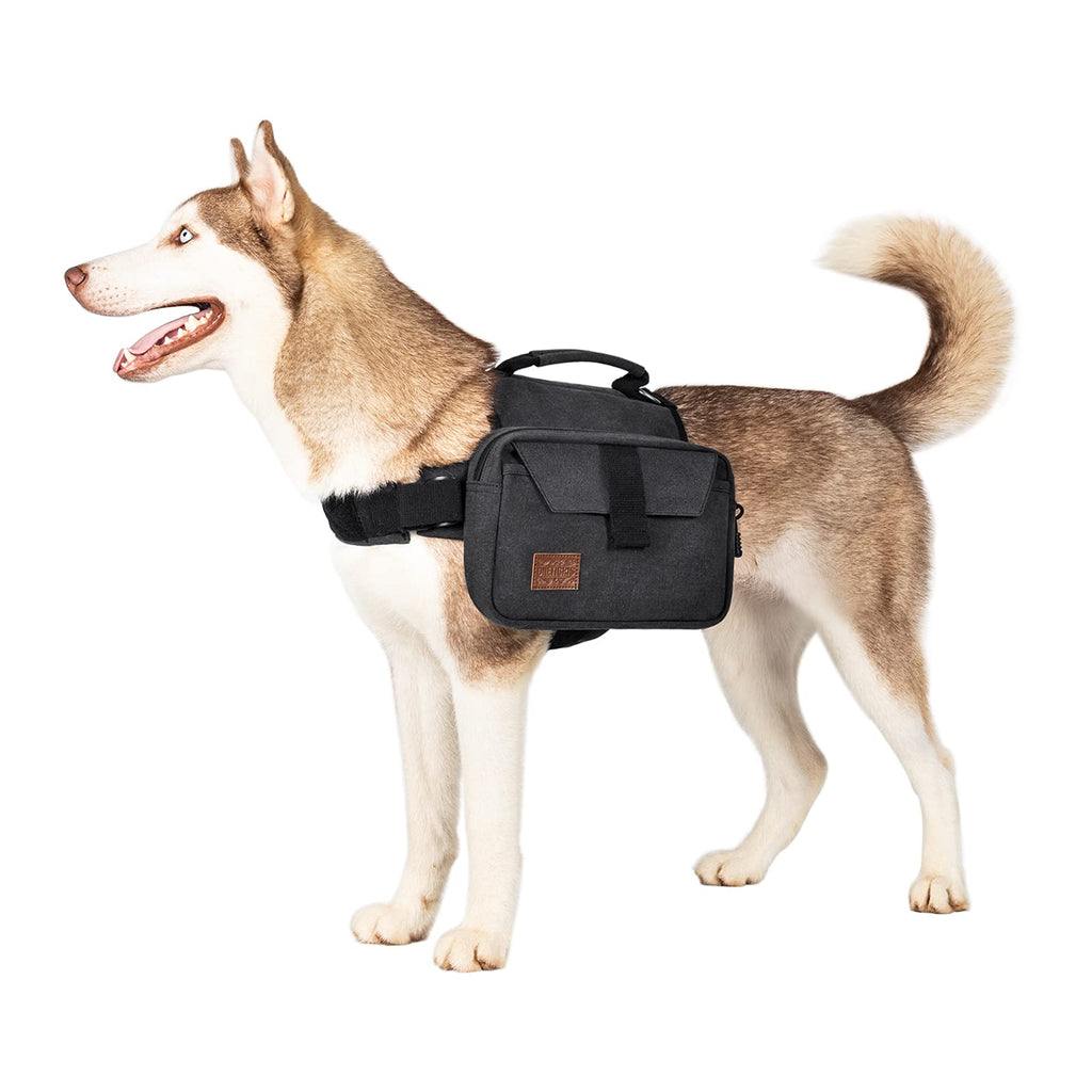 OneTigris Dog Backpack for Hiking Nylon Dog Harness Backpack with Side Pockets for Medium and Small Dogs Black - PawsPlanet Australia