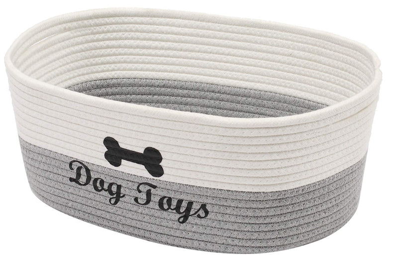 Geyecete Cotton Rope dog bins for toys Natural Cotton Rope Clutter Organizer Toy Chest Pet Bed Pet Toy Box-White/Gray White/Gray - PawsPlanet Australia