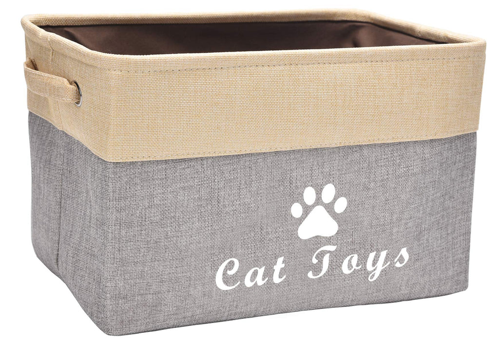 Geyecete Linen Storage Basket Bin Chest Organizer - Perfect for Organizing CAT Toys Storage,PET Shirts,CAT Coats, CAT Toys, CAT Clothing, CAT Dresses, Gift Baskets -Cat-Grey/Beige Grey/Beige - PawsPlanet Australia