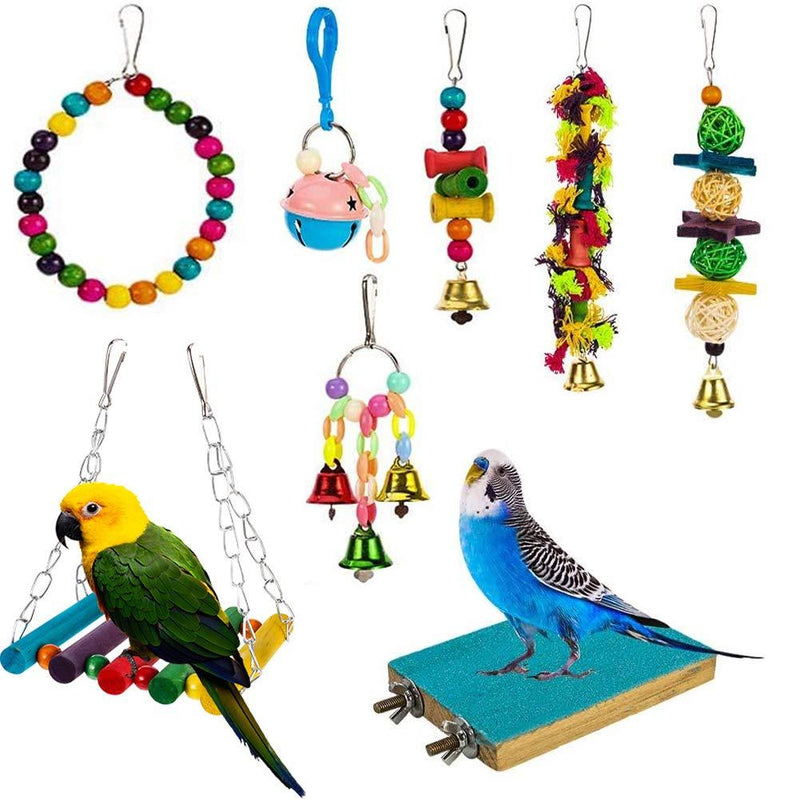 Yorgewd 8-Pack Bird Toys Parrots Cage Toys Hanging Swing Shredding Chewing Perches Parrot Toy Parrot Bite Toy for Budgie, Cockatiels, Conures, Finches, Small Parakeets - PawsPlanet Australia