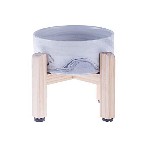 HCHLQLZ Marble black Ceramic Elevated Raised Cat Bowl with Wood Stand No Spill Pet Food Water Feeder Cats Small Dogs - PawsPlanet Australia