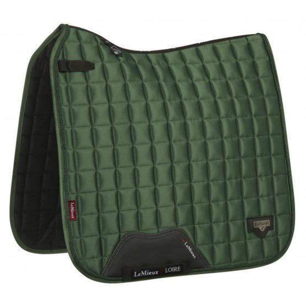 LeMieux Loire Classic Satin Dressage Saddle Pad - Square - Bamboo Lining with Friction Free Binding and Girth Protection - Large L Hunter Green - PawsPlanet Australia