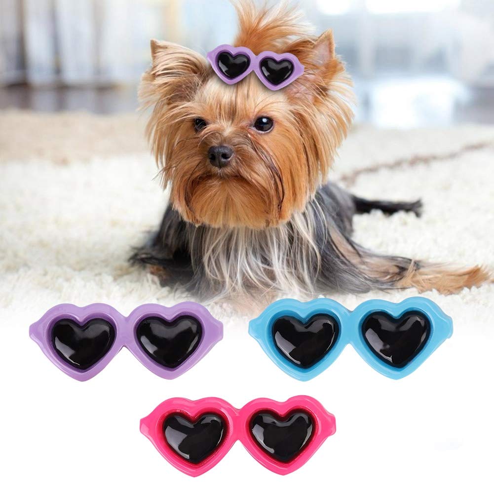 Hffheer 3Pcs Pet Hair Hairpin, Mix Colors Dog Hair Clip Glasses Shape Pets Hair Clip Dog Puppy Bow Patter Hair Clip Pet Grooming Bows(A) A - PawsPlanet Australia