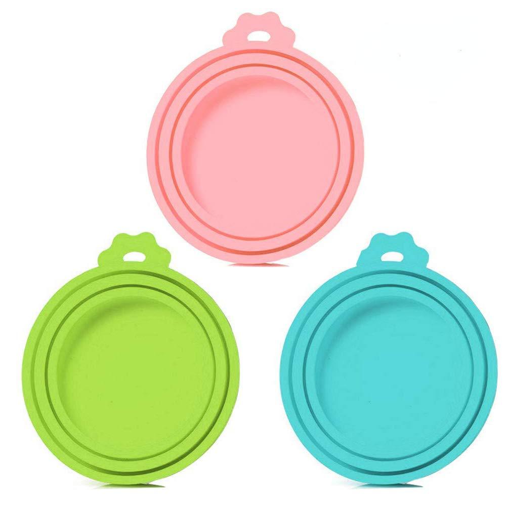 Deer Platz 3 PCS Pet Food Can Cover, Universal Silicone Cat Dog Food Can Lids, One fit 3 Standard Size Food Cans Top(Blue,Green,Pink) - PawsPlanet Australia