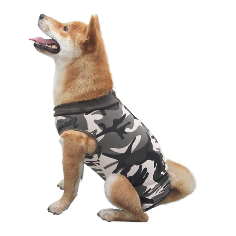 Isyunen Dog Surgical Recovery Suit Abdominal Wound Protector Medical Surgical Shirt, After Surgery Wear, E-Collar Alternative for Dogs, Home Indoor Pets Clothing 3XL Camouflage - PawsPlanet Australia