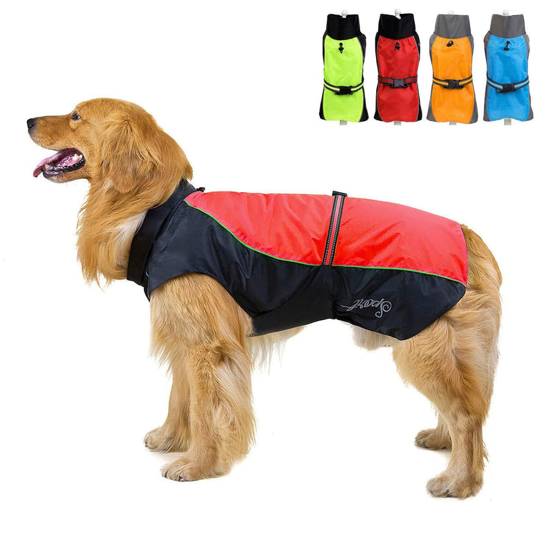 Zunea Waterproof Dog Raincoats for Medium Large Dogs Lightweight Reflective Jacket Safty Coat Windproof Mesh Lined Vest Clothes Outdoor Hunting Hiking Apparel for Wet Days Red 7XL 7XL (Neck:55cm; Back:65cm; Chest:85cm) red and black - PawsPlanet Australia