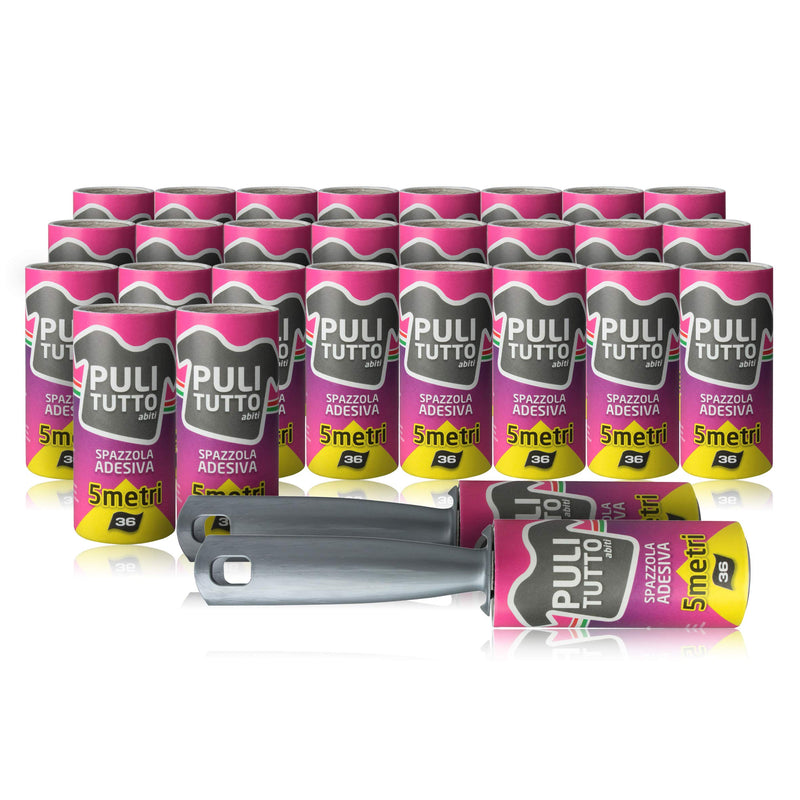 Sticky lint roller. Pet hair remover. 28 refill. 140 metres long roll of sticky paper. Suitable for clothes, hair, pets, sofas, rugs, carpets, seats, lint, dust. 100% made in Italy - PawsPlanet Australia