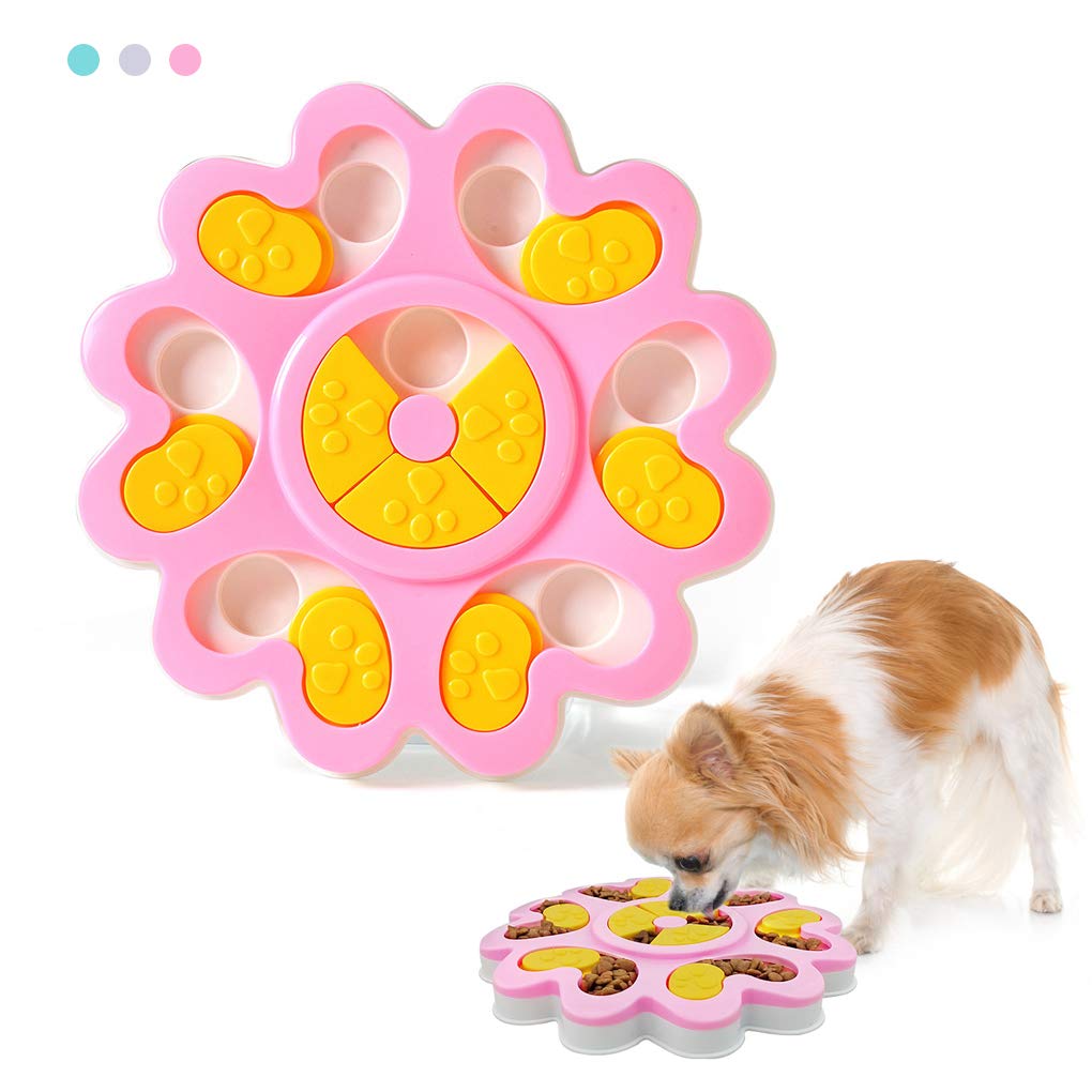 Dog Food Toy - Pet Smart Puzzle Interactive Toys, Improve IQ Dog Training Games Feeder, Bite-resistant Anti-slip Suitable for Young Pets, Slow Eating Dog Food Bowl Prevent Eating Too Fast (Pink) Pink - PawsPlanet Australia