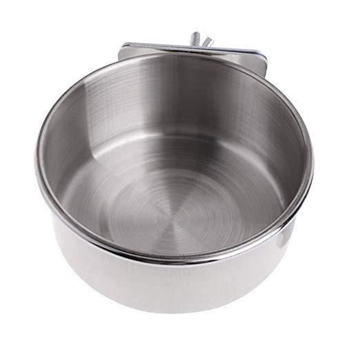 LZDseller01 Parrot Feeding Bowl, Bird Feeding Cups, Stainless Steel Parrot Feeding Cup with Clamp Holder, Bird Cage Seed Feed Pet Food Water Bowl 12cm - PawsPlanet Australia