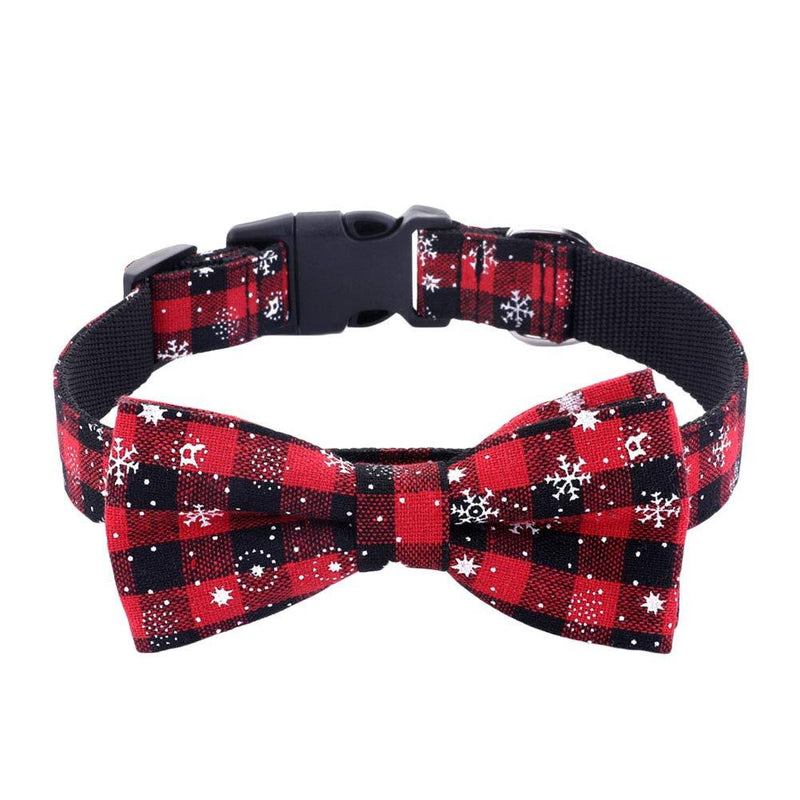 Cat and Dog Collar Detachable Bow Tie Adjustable Pet Training Collar Christmas Pattern Printed Heavy Duty Dog Collar with Buckle for Small Medium Large Dogs Size M - PawsPlanet Australia