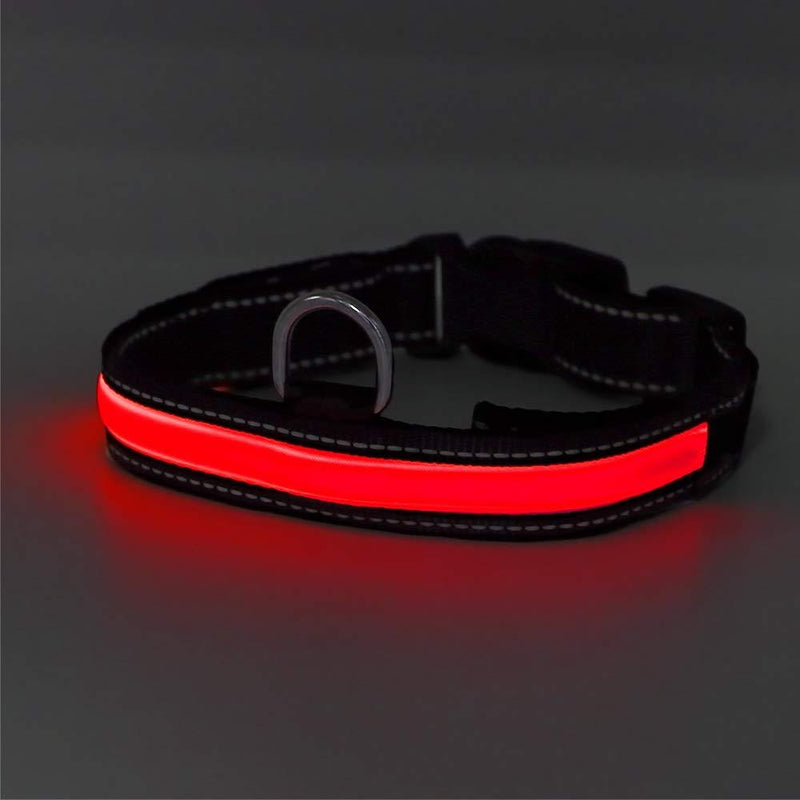 HOTDOG Dog Collar for all weather types, year round, Nylon collar with Night light, LED Lights, Super Bright Flashing Collar for Walking Dogs at Night… (Large, Red) Large - PawsPlanet Australia