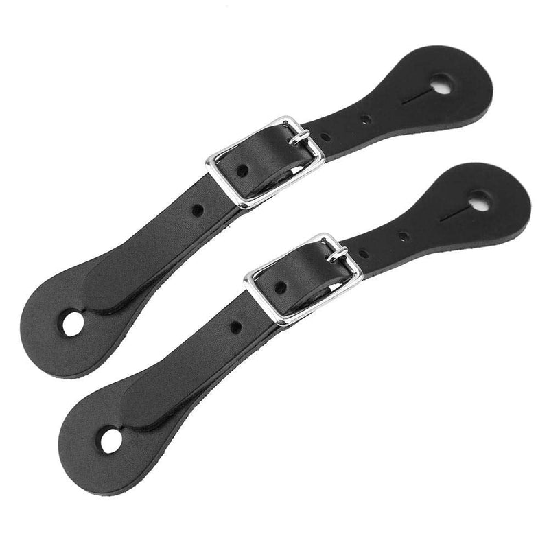 Pssopp 1 Pair Equestrian Spur Strap Handmade Genuine Leather Spur Strap Horse Riding Accessories(Black) Black - PawsPlanet Australia