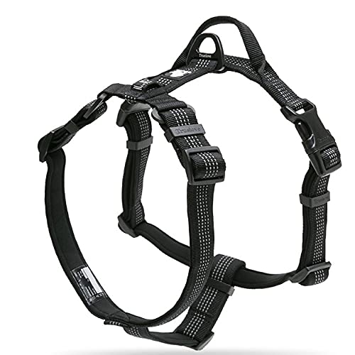 WINHYEPET True Love Y-Type Dog Harness Reflective Safety Soft Fabric Convenient Adjustable and Durable Pet Vest Applicable to all Breeds TLH6171(Black,L) L Black - PawsPlanet Australia