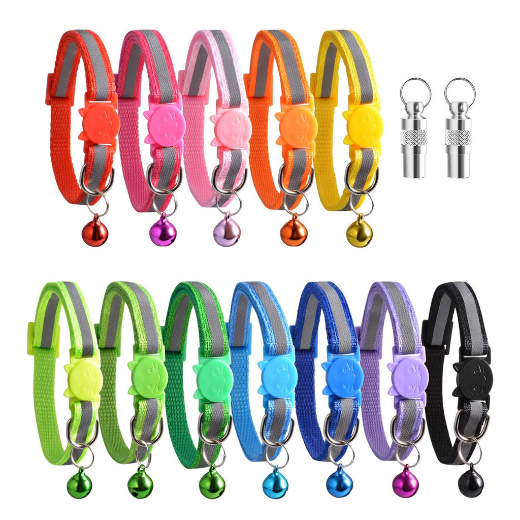 XLYYLWB Reflective Cat Collars with Bells and Safety Release 12 pack & 2 pack Anti-Lost Tags - PawsPlanet Australia