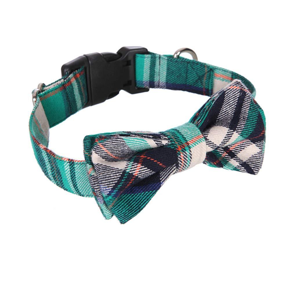 Yih Vane Plaid Large Dog Bow Tie Collar - Green - PawsPlanet Australia