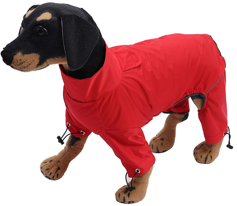 Geyecete1/2 Leg Trouser Suit,Adjustable Reflective Dog Jacket, Thick Padded Comfortable Winter Dog Coat Four Legs Coat-Red-XXL XXL (Back Length 55CM) Red - PawsPlanet Australia