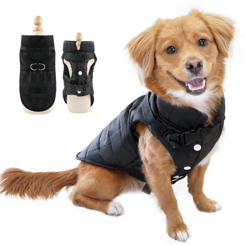EASTLION Winter Dog Coat with D-ring,Puppy Waterproof Coats Clothes,Doggy Warm Jacket Vest Apparel for Small Dogs Pets Cats,Black,Size XS Black - PawsPlanet Australia
