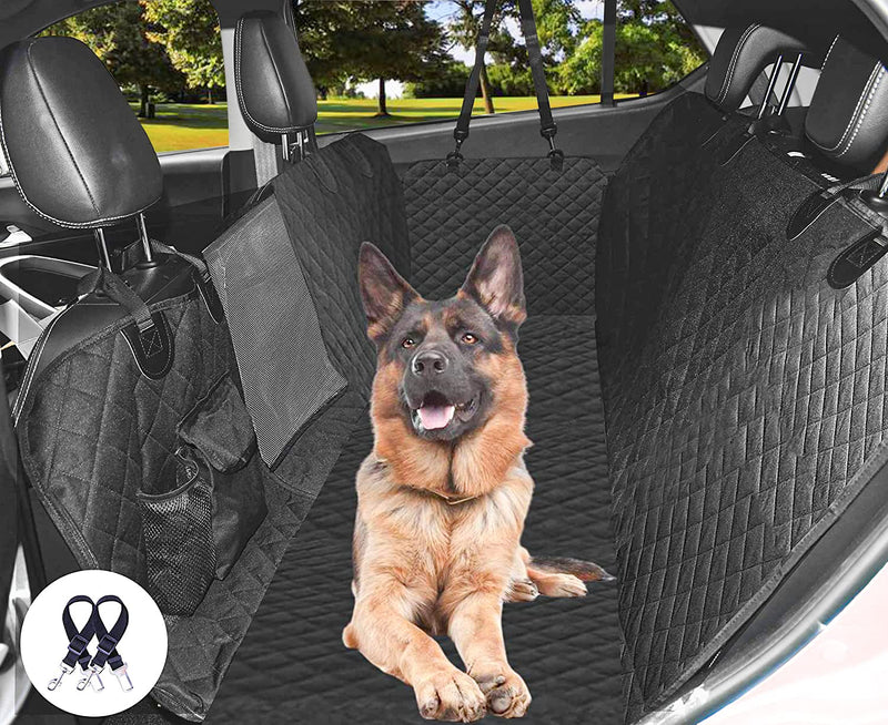 Cadosoigh Dog Car Seat Cover 100% Waterproof,Rear Seat Covers Dogs with Viewing Window/Side Flaps/Storage Bags,Dog Car Hammock Scratch Proof Nonslip Back Seat Protector for Cars Trucks SUV(146x136cm) black - PawsPlanet Australia