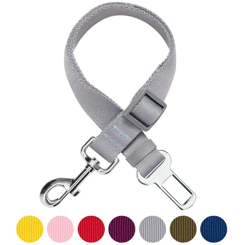 Amazon Brand - Umi Classic Solid Color Adjustable Dog Seat Belt Tether, Grey, Durable Safety Car Vehicle Seatbelts Leads Use with Harness 2.5cm * 42-65cm - PawsPlanet Australia