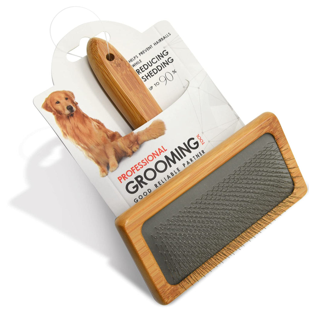 onebarleycorn - Slicker Dog Grooming Brush,Pet Professional Shedding Grooming Tools Cat Long Pin Brush with Non-slip Handle - PawsPlanet Australia