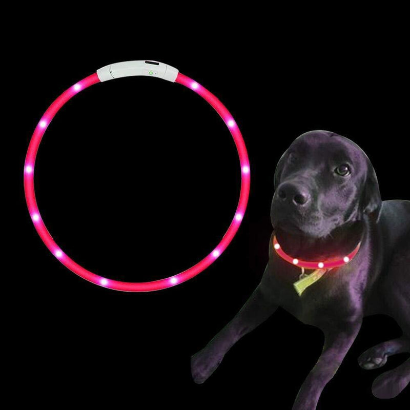 SaponinTree Light up Dog Collar, Ultra Bright USB Rechargeable LED Dog Safety Collar with 3 Glowing Modes, Adjustable Cut to Size, Flexible Silicone Dog Collar Great for Small Medium Large Dogs (Pink) Pink - PawsPlanet Australia