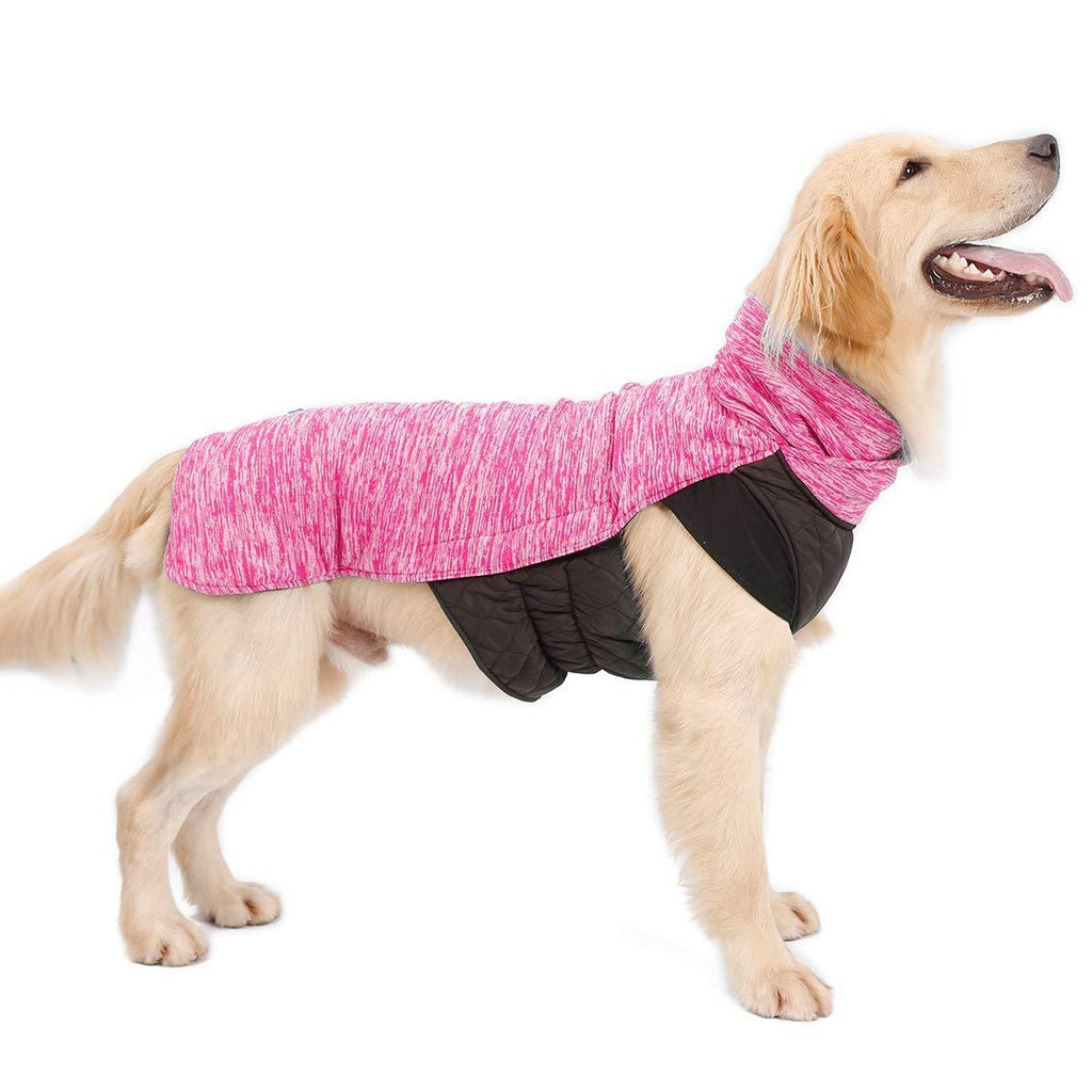 LIVACASA Dog Coat Reversible with Leash Hole Puppy Pet Vest Clothes Jacket Fleece Lightweight Water Repellent Winter Warm Outdoor Pink 2XL 3XL - PawsPlanet Australia