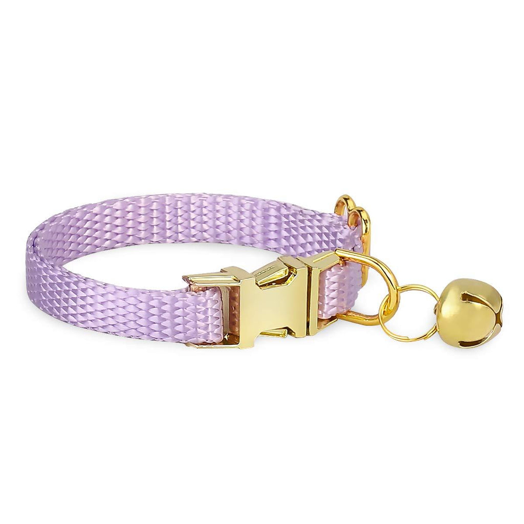 waaag Pet Collar, 30 Colors Classic Solid Color Dog Collar Cat Collar, Nylon Webbing Golden Buckle Dog Collar Cat Collar (Lavender, XXS) Lavender - PawsPlanet Australia