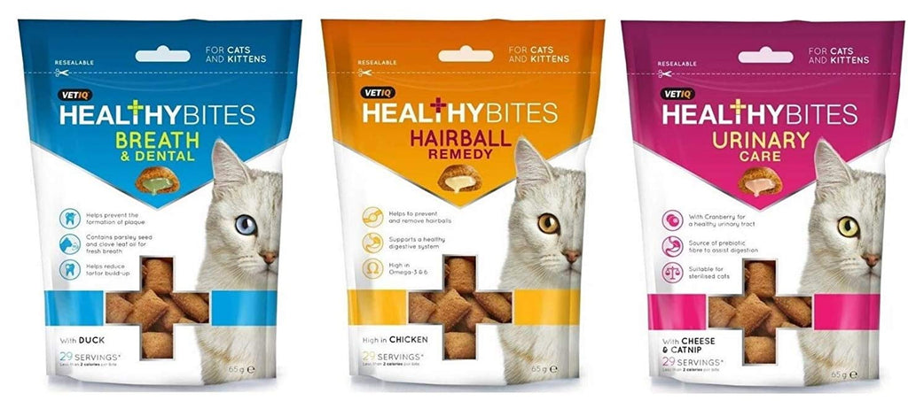 *New* Vetiq 3 Pack Mixed Healthy Bites Cat Kitten Treats Hairball Urinary Care - PawsPlanet Australia