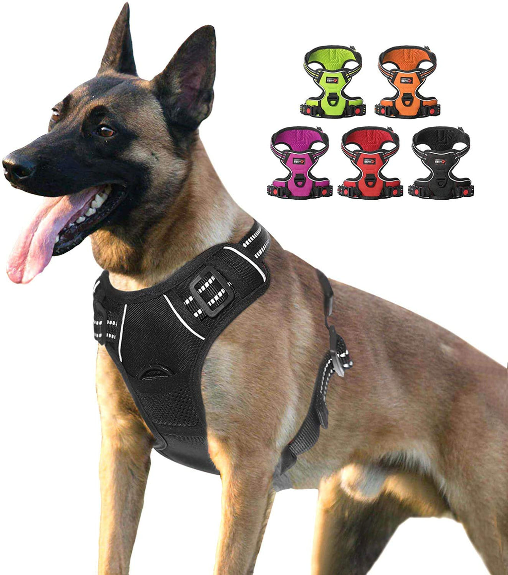 sengupets Dog Harness Escape Proof Adjustable Mesh Vest with Reflective Silk Perfect for Small Medium Large Dogs (XL chest80.1-100cm/31.6-39.3in, Black) XL chest80.1-100cm/31.6-39.3in - PawsPlanet Australia