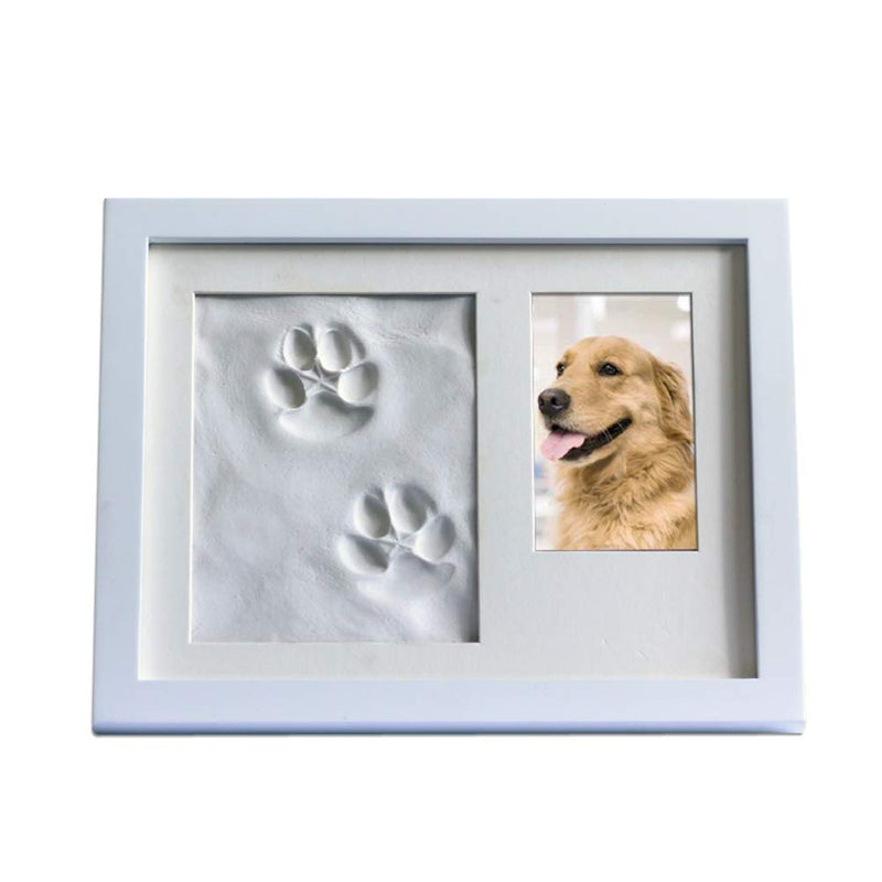 BabyIn Dog or Cat Paw Print Keepsake Folding Photo Frame with Clay for Pet Pawprint Imprint Kit (White) White - PawsPlanet Australia