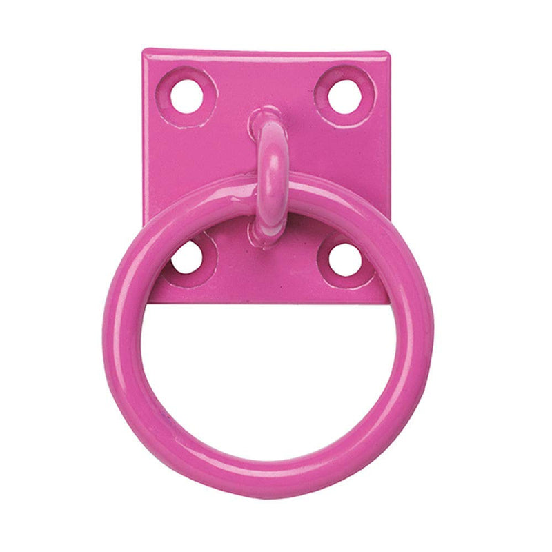 Haven Heritage Equestrian Coloured Tie Ring on 50mm Plate Stable Tie Up Ring Horse Pony (PINK) PINK - PawsPlanet Australia