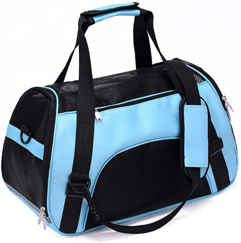 Puppy carrier for small dogs Cat carrier Portable Pet carriers Travel bag Foldable Transport Bag for Dogs and Cats with Locking Safety Zippers, Pale Blue 43cm x 20cm x 28cm… A-Blue - PawsPlanet Australia