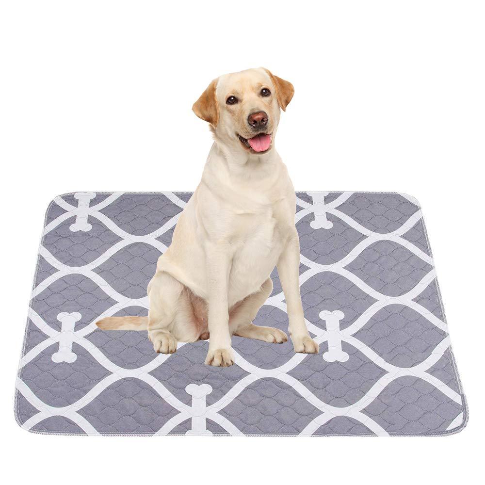 Geyecete waterproof dog mat,4-Packs,Reusable Dog Training Pads Non-Slip Puppy Potty Highly Absorbent, Washable with Waterproof Bottom-Gray-S S(60*45cm) Gray - PawsPlanet Australia