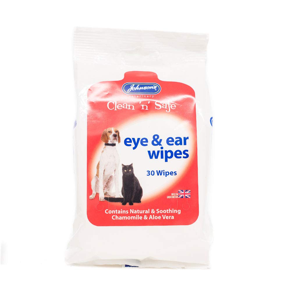 Johnsons Clean & Safe Eye & Ear Wipes 30 pack, 50 g - PawsPlanet Australia