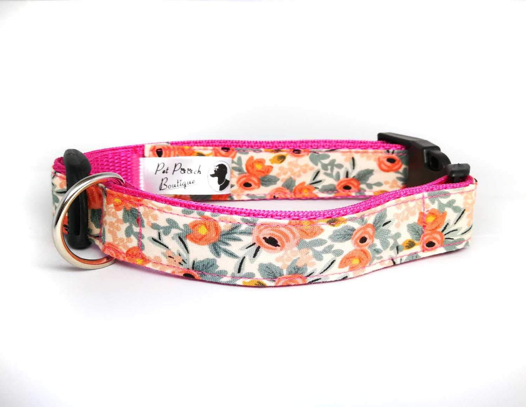 Pet Pooch Boutique Peach Rose Dog Collar S, 30 g - PawsPlanet Australia