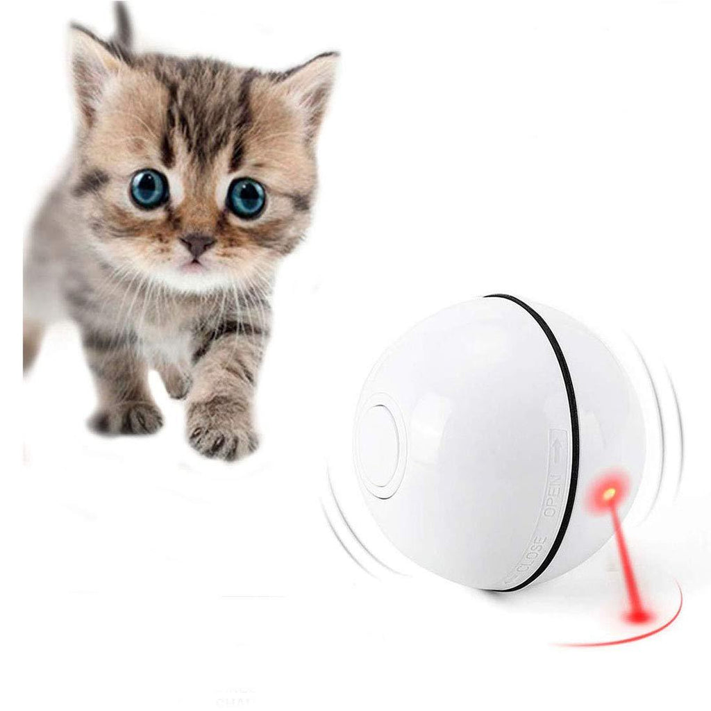 Gookit Cat Toys Balls Interactive Automatic Rolling Ball USB Rechargeable LED Light Entertainment Pet Exercise Chaser Toy Ball for Cats and Dogs (White) White - PawsPlanet Australia