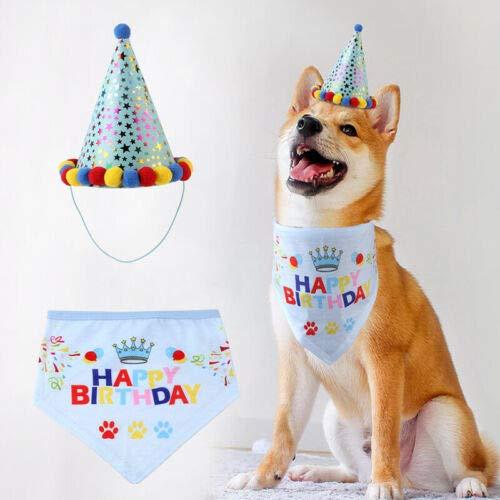 Dog Happy Birthday Bandana Cat Pet Neckerchief Scarfs Ties and Cute Adorable Hat for Girls Boys Dogs,Triangle Fancy Dress Scarf for Party Accessories,Outfit Gift Decorations Set Puppy Multicolour - PawsPlanet Australia