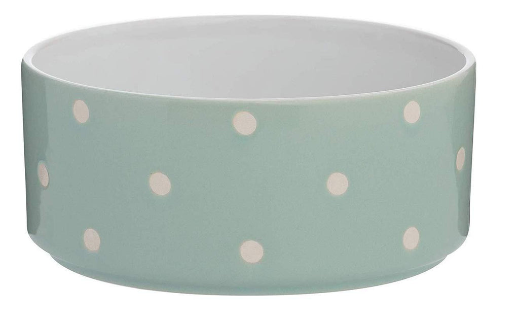 Mason Cash Polka Dot Sage Green 18cm Dog Bowl One Size - PawsPlanet Australia