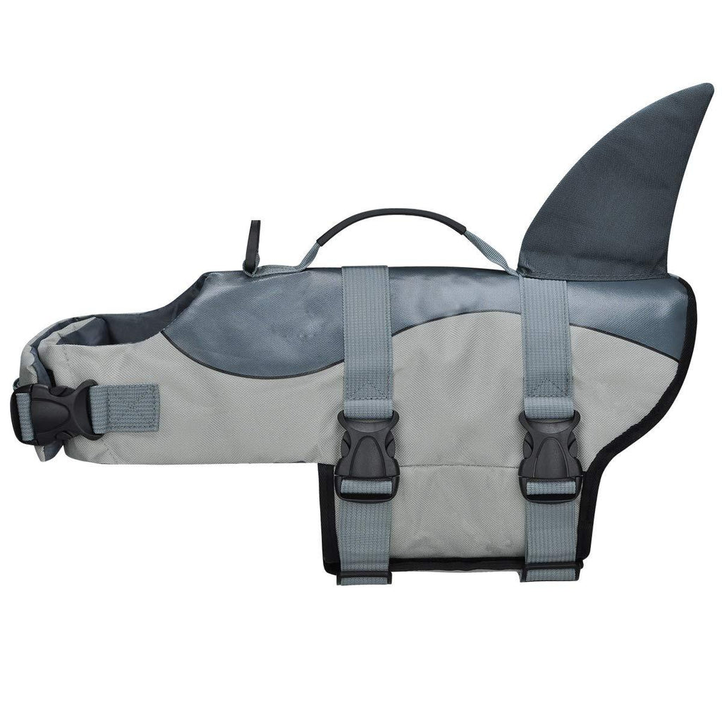 COVVY Dog Life Jackets Pet Floatation Life Vest Shark Dog Saver Life Swimming Vest Puppy Swimsuit Adjustable Coat for Dogs with Handles for Easy Rescue (S, Gray) S - PawsPlanet Australia