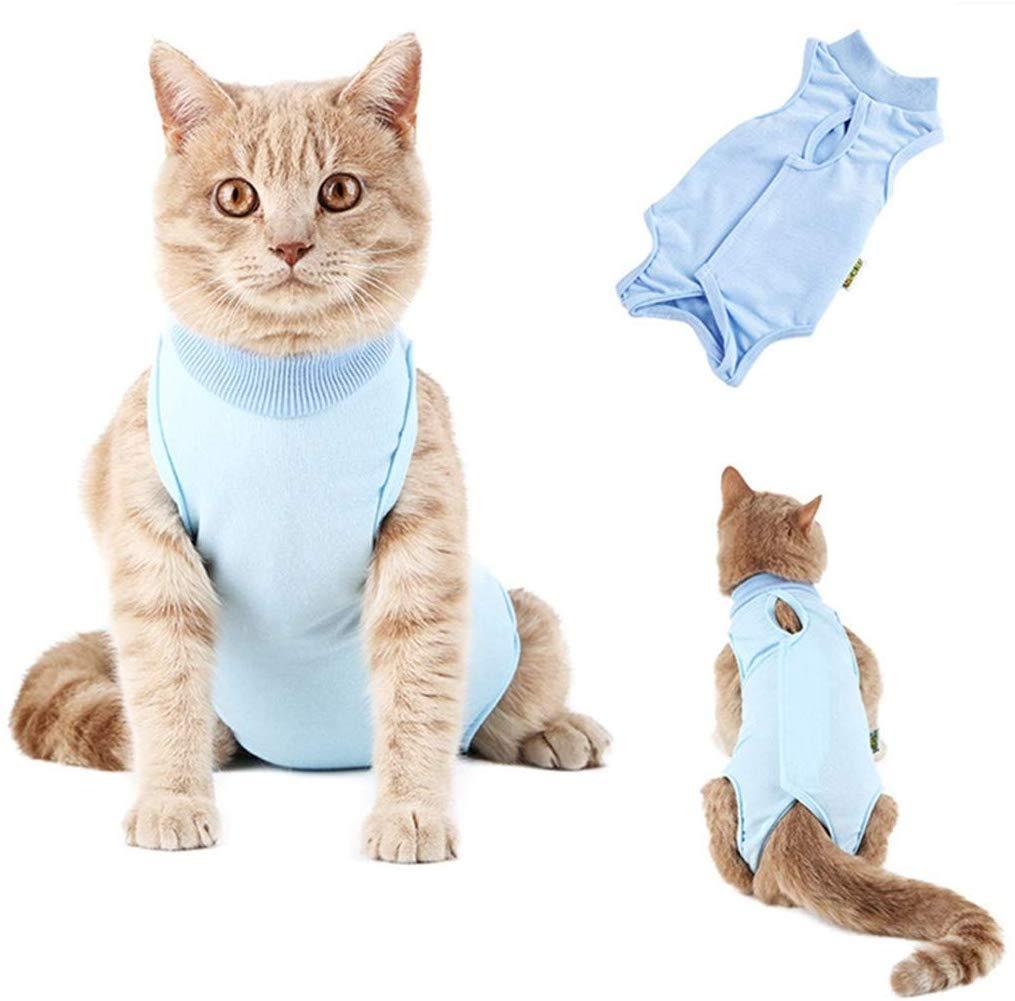 Cat Professional Surgical Recovery Suit,Cat Clothes for Abdominal Wounds or Skin Diseases (S, Blue) S: for Cat Weight 2-3.4 lb - PawsPlanet Australia