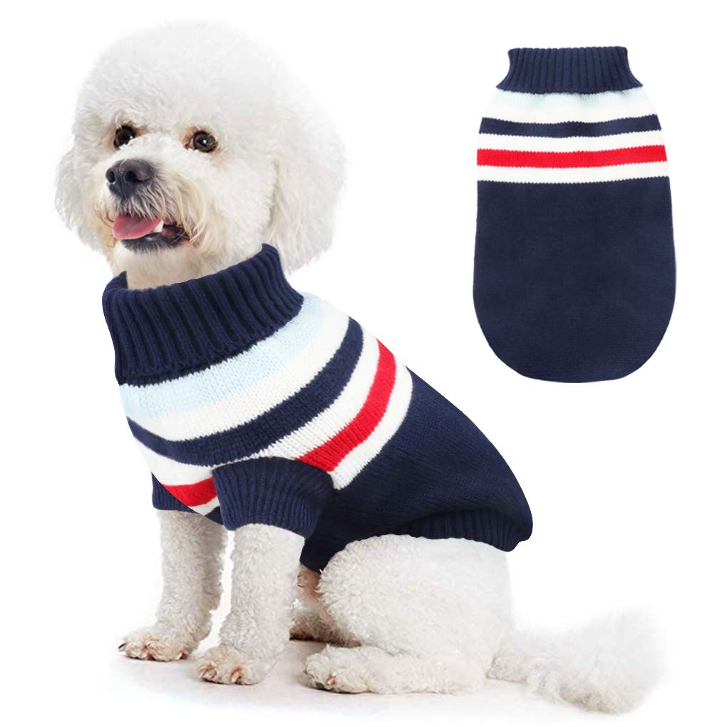 Idepet Dog Jumper, Christmas Dog Sweater Xmas Gift Winter Warm Dog Clothes for Small Medium Large Dogs S blue - PawsPlanet Australia