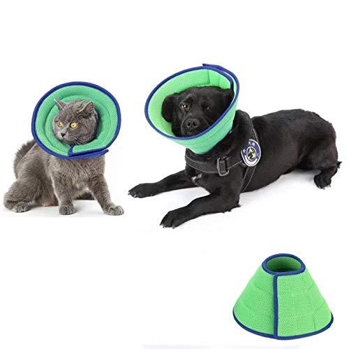 HanryDong Breathable Mesh Elizabethan Collar, Blue Soft Comfy Adjustable E-Collar, Quicker Healing Pet Recovery Cone, Soft Edges,Anti-Bite/Lick for Cat, Dog, Rabbit. Size5(12.59-14.17in,for small and medium dogs) Green - PawsPlanet Australia
