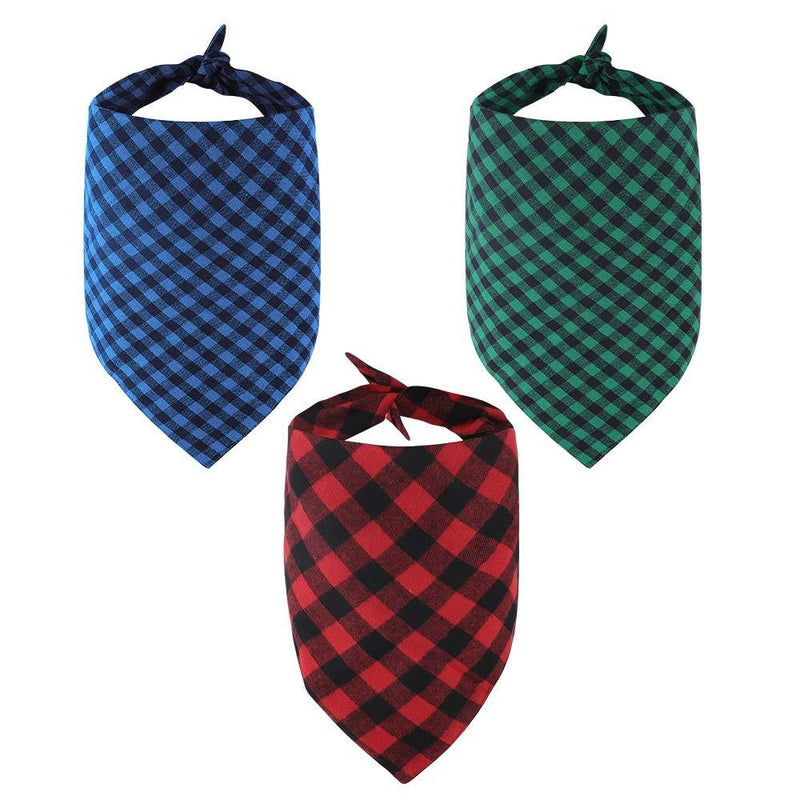 Powboro Pet Dog Bandana Scarf Pack Triangle Bibs,Washable Dog Reversible Christmas Plaid Kerchief 3Pcs/Set Accessories for Small to Medium Dogs Cats Pets (M) M - PawsPlanet Australia