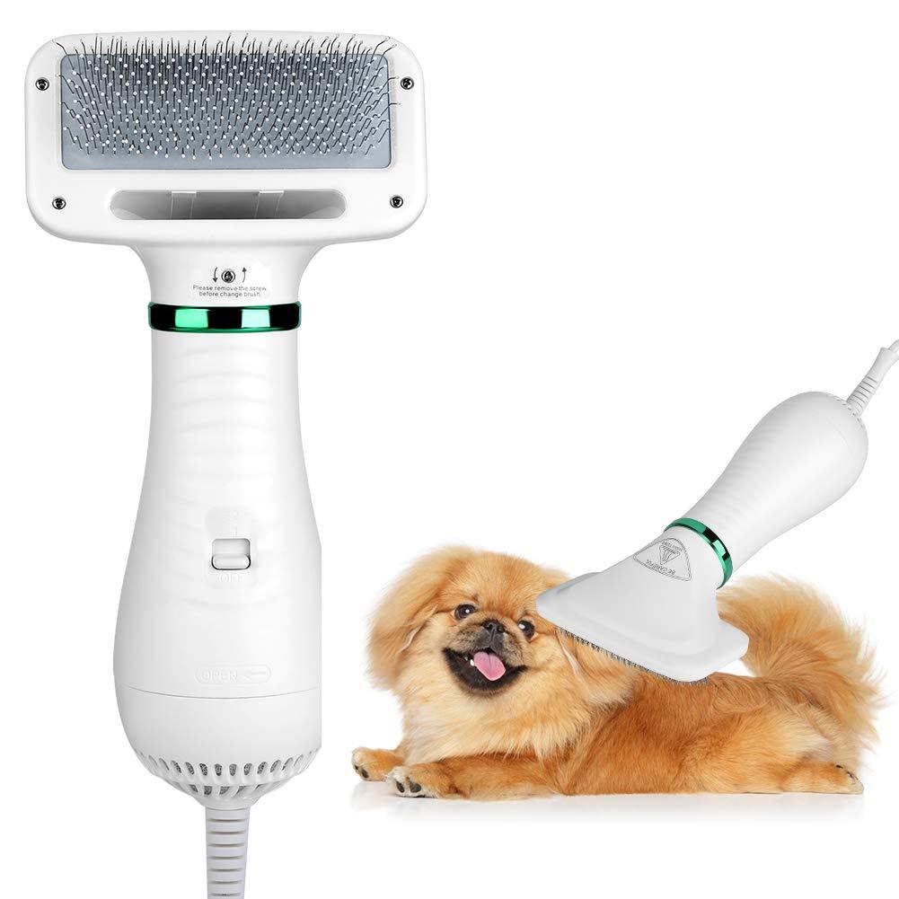 Pet Hair Dryer Comb 2 in 1 300W Portable Dog Grooming Hair Dryer with Slicker Brush Powerful Fur Blower Adjustable Temperature Settings for Small Pets - PawsPlanet Australia